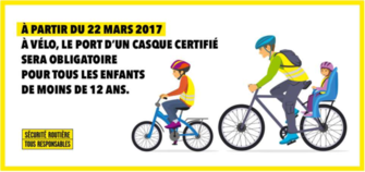 À vélo, le casque devient obligatoire pour les enfants de moins de 12 ans, conducteurs ou passagers